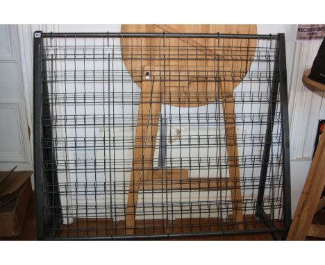 A METAL FRAMED RECORD AND CD STAND, with nine levels,140cm long x125cm high and 46cm deep