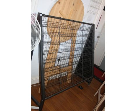A METAL FRAMED RECORD AND CD STAND, with nine levels, 140cm long x125cm high and 46cm deep