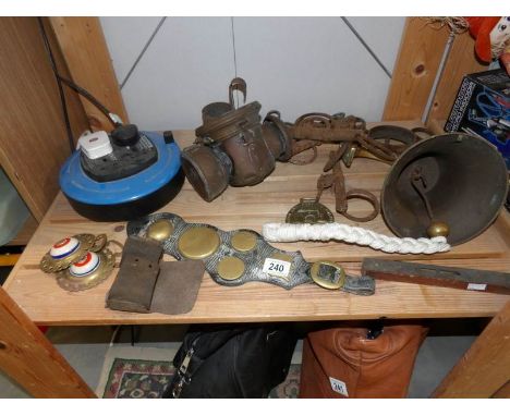A mixed lot of metal tools etc and an a/f car lamp.