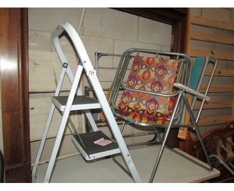 2 step ladders, 2 folding chairs and 2 airers.