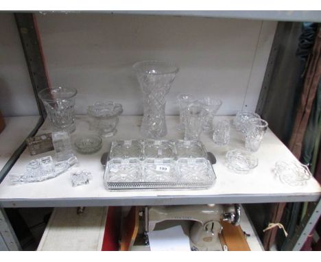 A shelf of glass ware.