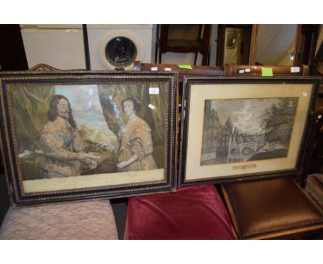 FRAMED PRINT ENTITLED "FILIUS SIC MAGNI EST JACOBI HAEC FILIA MAGNI" ETC AFTER VAN DYCK, FRAME WIDTH APPROX 65CM, TOGETHER WI