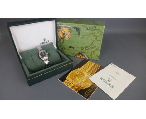 A Ladies Rolex Oyster Perpetual Automatic wristwatch in stainless steel case with stainless steel oyster bracelet, Arabic num