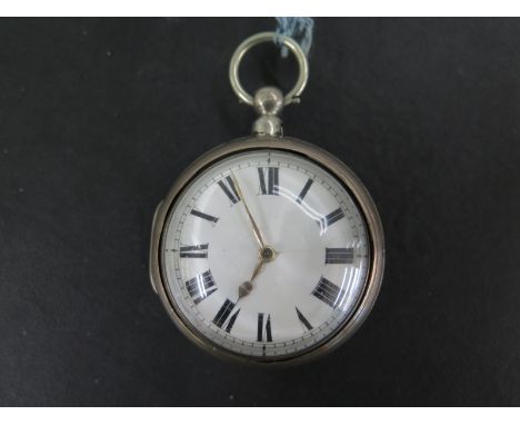 A silver pair cased watch by F & K Fisher Ely no 108558 with chain driven fusee movement and verge escapement London 1878/79 