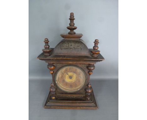 A Continental musical alarm mantle clock - Height 31cm - working order, minor losses to case