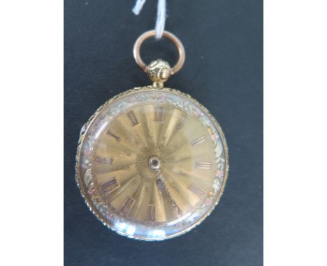 A decorated 18ct gold fusee pocket watch bearing hallmarks for Chester 1836 the case and inner dust cover hallmarked, the cas