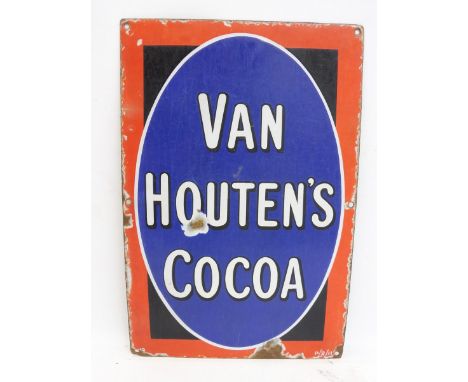 A Van Houten's Cocoa rectangular enamel sign, dated Feb.1911, 10 x 15".