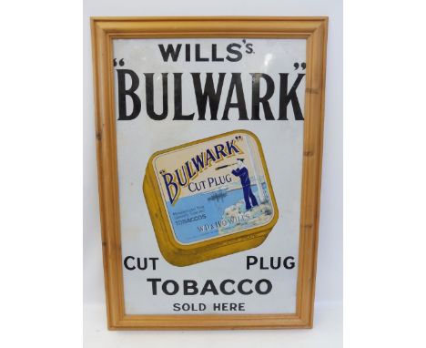 A Wills's 'Bulwark' Cut Plug Tobacco pictorial enamel sign with central tin image, some patches of restoration, set within a 