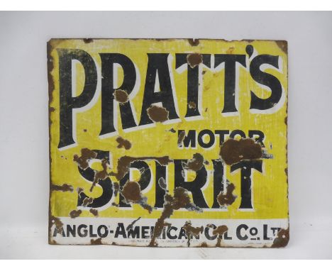 A Pratt's Motor Spirit double sided enamel sign lacking hanging flange, 21 x 18". 