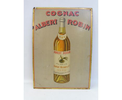 An Albert Robin Cognac pictorial tin advertising sign, 9 3/4 x 13 3/4".