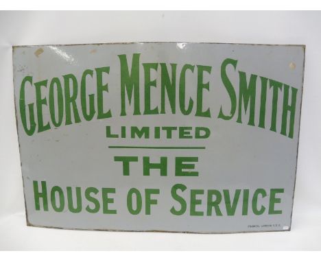 A George Mence Smith Limited - The House of Service rectangular enamel sign by Francis of London, 36 x 24". 