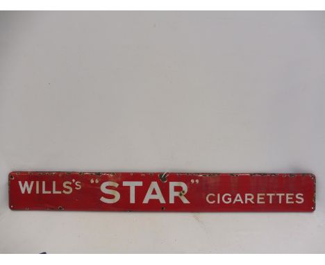 A Wills's 'Star' Cigarettes narrow enamel sign, 48 x 6".