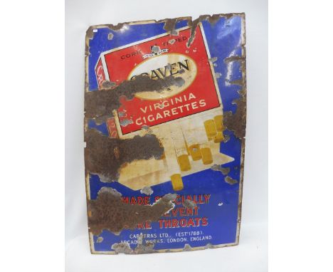 A Craven 'A' Virginia Cigarettes pictorial packet enamel sign, 24 x 36". 