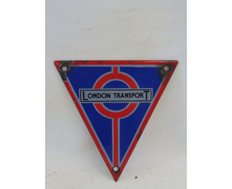 A London Transport enamel radiator badge, 5 3/4 x 6 1/4".