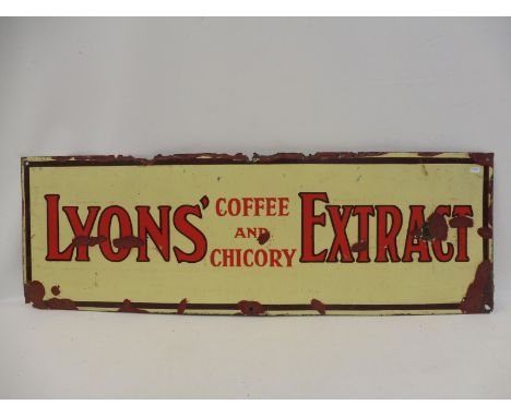 A Lyons' Coffee and Chicory Extract rectangular enamel sign, 35 1/2 x 11 3/4". 
