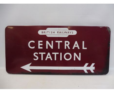 A British Railways Central Station enamel sign, Midland Region, fully flanged, 28 x 13". 