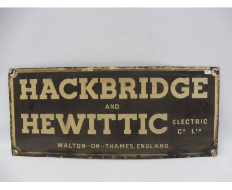 A Hackbridge &amp; Hewittic Electric Company Limited rectangular enamel sign, 23 x 9 3/4". 