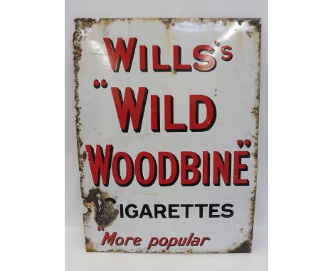 A Wills's Wild Woodbine Cigarettes rectangular enamel sign, 24 x 32 1/4". 