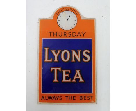 A Lyons Tea 'clock' glass sign, 5 1/2 x 9 1/2". 