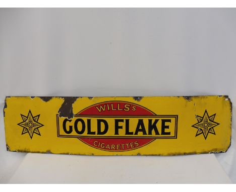 A Wills's Gold Flake Cigarettes rectangular enamel sign, 60 x 15". 