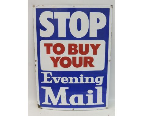 An Evening Mail rectangular enamel sign, 17 x 24". 