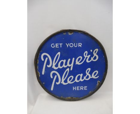 A Player's Please circular enamel sign, 23" diameter.