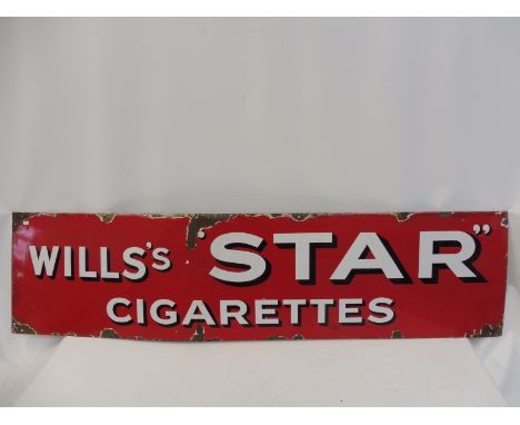 A Wills's Star Cigarettes rectangular enamel sign, 60 x 15". 