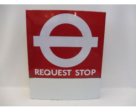 A London Transport Request Stop flag shaped double sided enamel sign, 18 x 21 1/2".