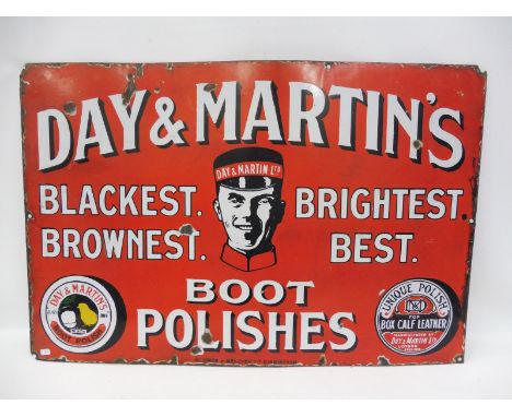 A Day and Martin's Boot Polishes part pictorial enamel sign by Wildman &amp; Meguyer, 30 x 20". 
