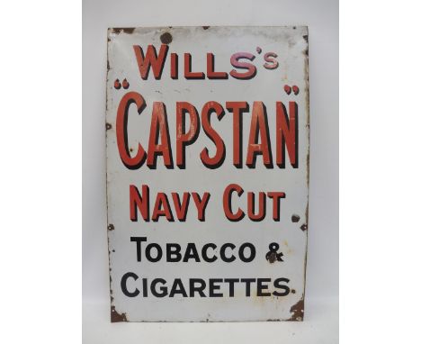 A Wills's Capstan Navy Cut Tobacco and Cigarettes rectangular enamel sign, 24 x 36". 