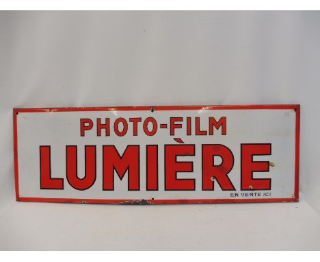 A French rectangular enamel sign - Photo Film Lumiere, 47 1/2 x 15 3/4". 
