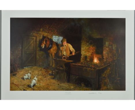 DAVID SHEPHERD (1931-2017), 'JIMMYS FORGE', a limited edition print of a blacksmith at work 297/850, signed and numbered in p