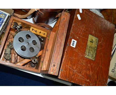 A CASED DOBBIE-MCINNES STEAM ENGINE INDICATOR, design No.3, complete with some accessories (fitted in two wooden cases)