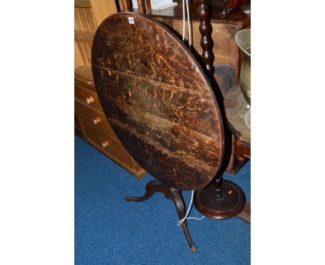 A GEORGIAN OAK CIRCULAR TOPPED TILT TOP TRIPOD TABLE and a modern dining chair (2)