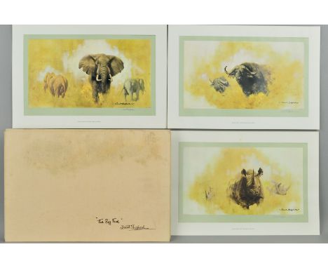 DAVID SHEPHERD (1931-2017) 'BIG FIVE', a portfolio of limited edition prints featuring rhino, elephant, buffalo, lion and leo