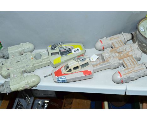 TWO UNBOXED STAR WARS Y WING FIGHTER VEHICLES, both incomplete, Kenner version from 1983, the other more recent Hasbro Star W
