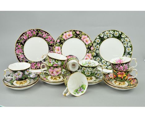 ROYAL ALBERT 'PROVINCIAL FLOWERS' TEAWARES, to include eight cups (four seconds), eight saucers (four seconds) and five 20.5c