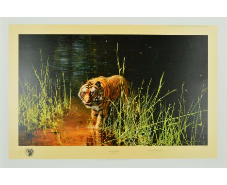 DAVID SHEPHERD (1931-2017) 'JUNGLE GENTLEMAN', a limited edition print 1581/2000 of a tiger wading through water, signed and 