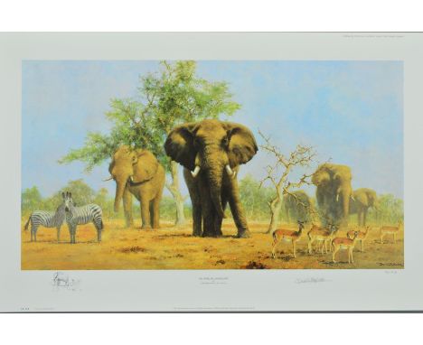 DAVID SHEPHERD (1931-2017) 'AFRICAN LANDSCAPE', a limited edition print of elephants and zebras, etc 761/950, signed and numb