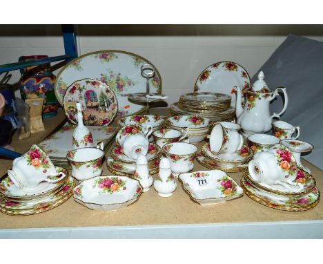 ROYAL ALBERT 'OLD COUNTRY ROSES' EIGHT PLACE TEA/DINNER SERVICE, to include a cake stand and small bowls etc (over 60 pieces)