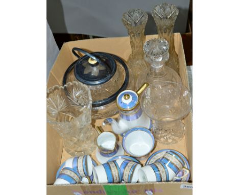 A NORITAKE COFFEE SET (15), together with various cut glass decanters, etc