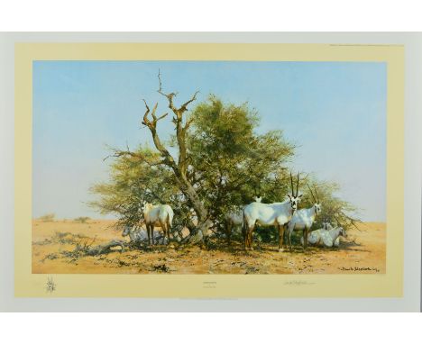 DAVID SHEPHERD (1931-2017 'ARABIAN ORYX', a limited edition print 276/1500, signed and numbered in pencil with blind stamp, u