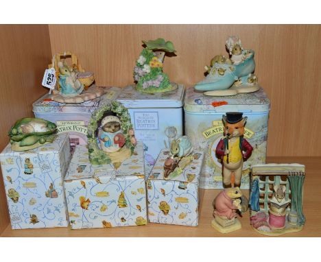 BORDER FINE ARTS BEATRIX POTTER FIGURES, to include 'Hunca Munca and the Babies' BP5 (tin) 'Old Woman Who Lived in a Shoe' BP