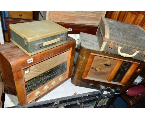 TWO VINTAGE WOODEN CASED RADIOS (sd), a Regentone record player and a cased radio (4)