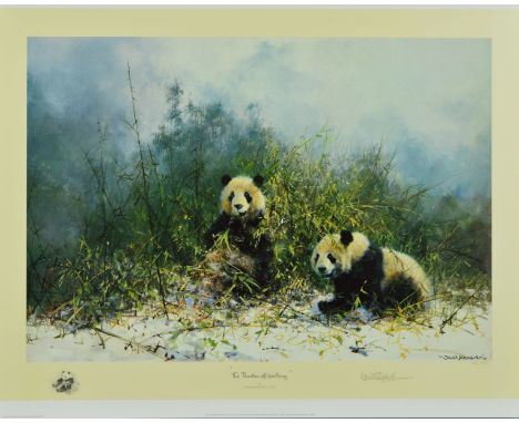 DAVID SHEPHERD 91931-2017) 'THE PANDAS OF WOLONG', a limited edition print 920/1500, signed and numbered in pencil, with blin