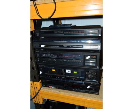 A TECHNICS COMPONANT HI FI, with two speakers and speaker stands