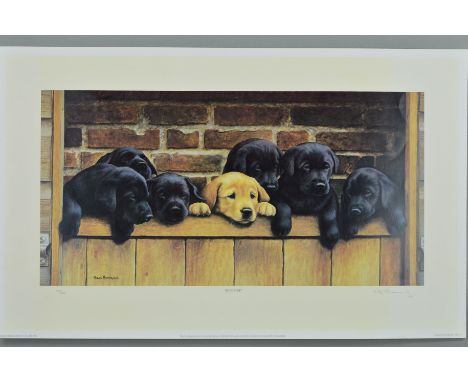 NIGEL HEMMING (BRITISH 1957) 'SEVEN UP', a limited edition print of a litter of seven Labradors 377/850, signed and numbered 