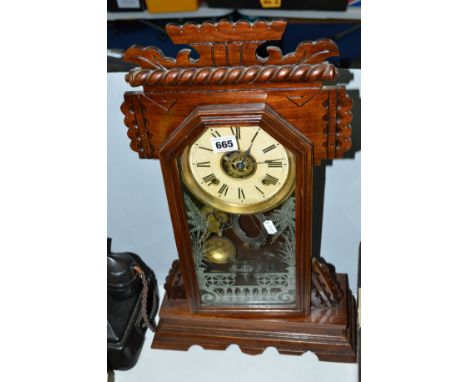A 19TH CENTURY AMERICAN ANSONIA MANTEL CLOCK, height 54.5cm