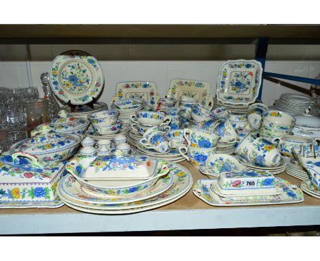 A LARGE QUANTITY OF MASONS IRONSTONE 'REGENCY' PATTERN DINNER/TEA WARES, to include serving dishes, soup bowls, cup, saucers 