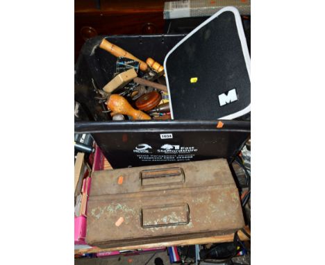 A METAL TOOLBOX, and a plastic box of tools including a Stanley No 4 1/2 plane
